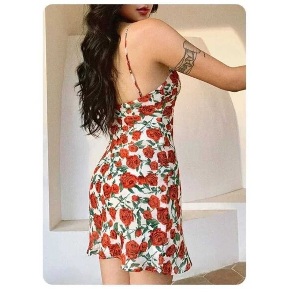 Bulgaria Roses Floral Backless Mini Dress - Picture 3 of 4